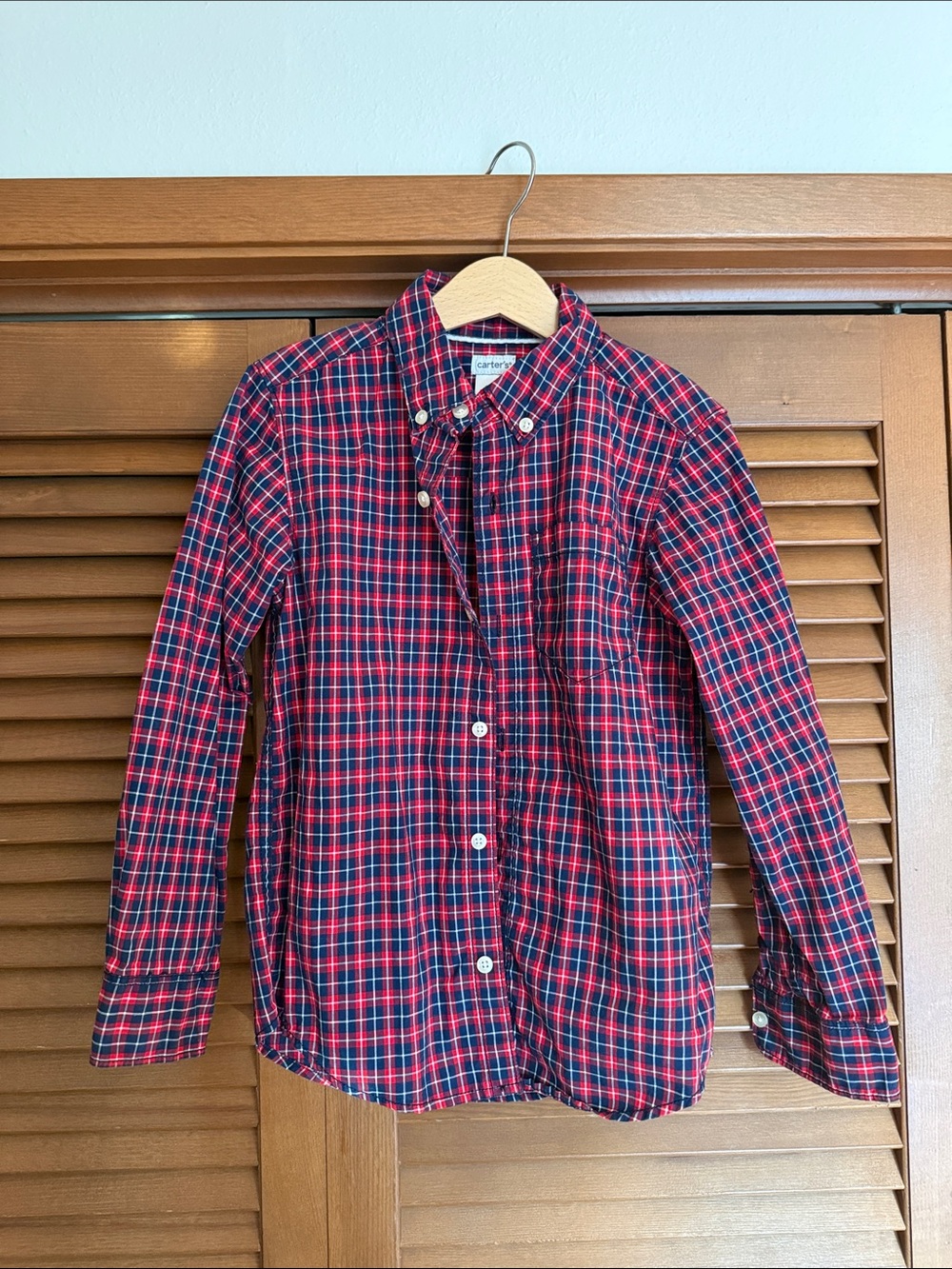 Carter's Red and Navy Plaid Button-Down Shirt